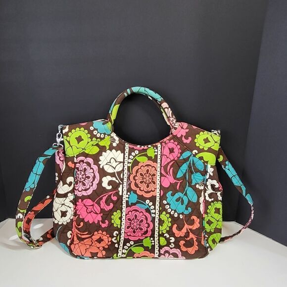 Vera Bradley Brown Flowered Bag - Picture 1 of 8